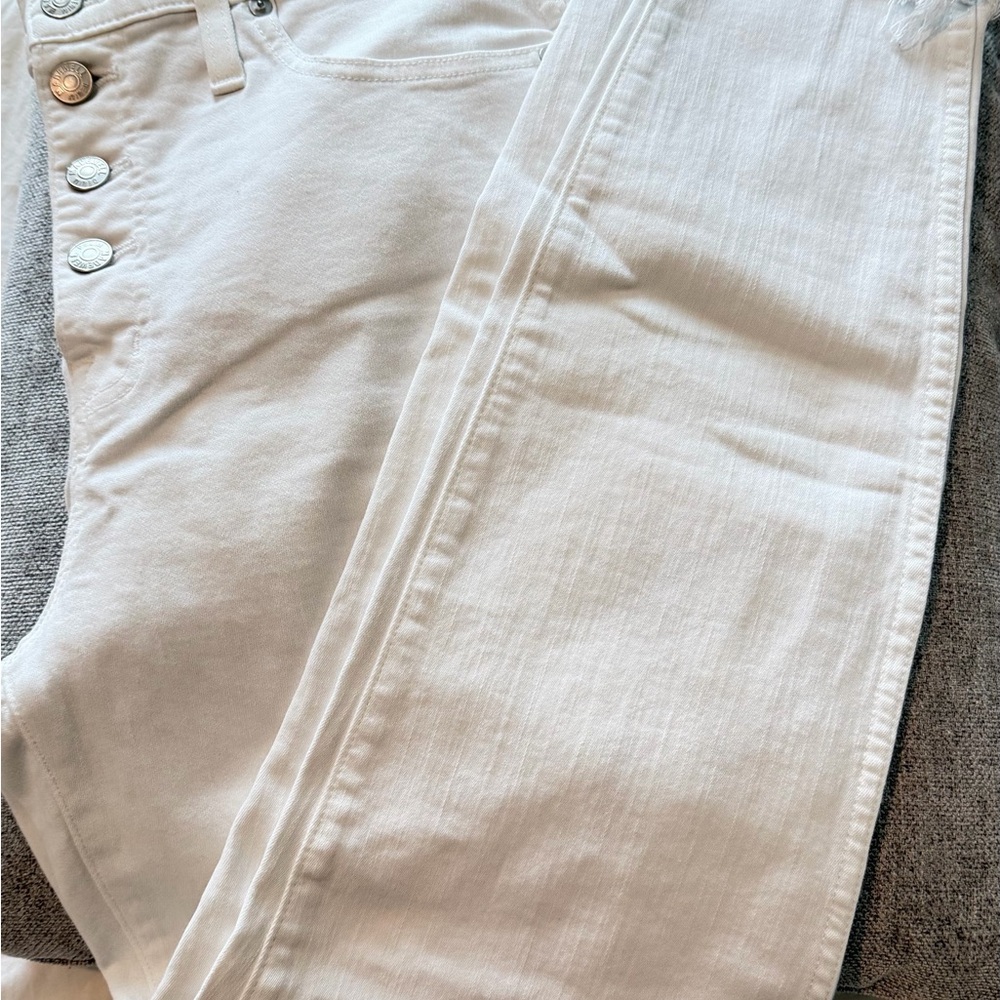 Madewell Cream White Skinny Jeans with Button-Fly